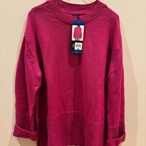 NWT GAP Women's Sweater Cotton Pullover Pink Size L Oversized Tunic Length
